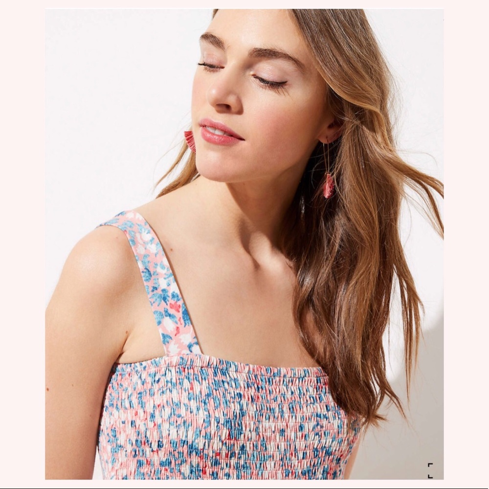 NWT LOFT Wildflower Smocked Strappy Dress - Picture 2 of 5